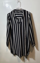 Load image into Gallery viewer, Forever 21 Womens Black White Striped Long Sleeve V-Neck Tunic Blouse Top Size S