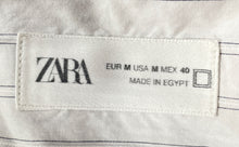 Load image into Gallery viewer, Zara Mens White Striped Cotton Pockets Long Sleeve Button-Up Shirt Size M
