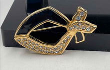 Load image into Gallery viewer, Authentic Swarovski Women's Gold-Tone Black Brooch With Crystal Accents
