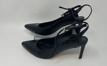 Load image into Gallery viewer, Express Womens Black Faux Leather Pointed Toe Stiletto Slingback Heels Size 9M