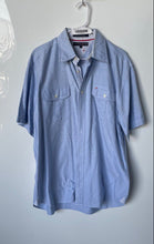 Load image into Gallery viewer, Tommy Hilfiger Mens Blue Cotton Short Sleeve Collared Button-Up Shirt Size L