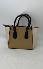 Load image into Gallery viewer, Michael Kors Womens Beige Brown Colorblock Leather Top Handle Satchel Handbag