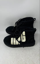 Load image into Gallery viewer, UGG Kids Neumel Chopd Black Suede Round Toe Lace-Up Ankle Snow Boots Size 4