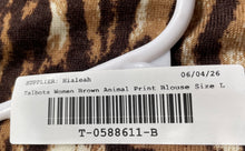 Load image into Gallery viewer, Talbots Womens Brown Animal Print Merino Wool Pullover Sweater Size Large