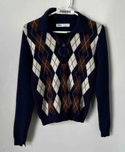 Load image into Gallery viewer, Zara Womens Multicolor Diamond Printed Long Sleeve Cardigan Sweater Size Small