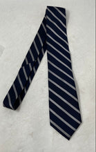 Load image into Gallery viewer, Michael Kors Mens Blue White Striped Silk Adjustable Long Formal Designer Tie