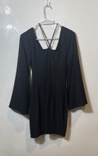 Load image into Gallery viewer, Zara Womens Black Long Bell Sleeve V-Neck Pullover Stone Mini Dress Size Small