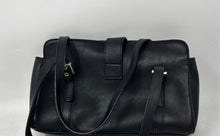 Load image into Gallery viewer, Details Womens Black Leather Buckle Double Handles Magnetic Shoulder Handbag