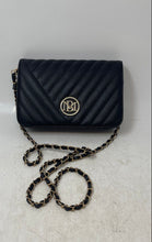 Load image into Gallery viewer, Badgley Mischka Womens Black Quilted Leather Chain Strap Crossbody Purse