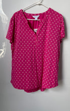 Load image into Gallery viewer, Liz Claiborne Womens Pink White Floral Henley Neck Short Sleeve Blouse Top XXL