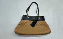 Load image into Gallery viewer, Calvin Klein Womens Brown Black Quilted Faux Leather Tassel Shoulder Bag