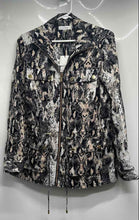 Load image into Gallery viewer, Calvin Klein Womens Black Animal Print Long Sleeve Full-Zip Shirt Jacket Size XS