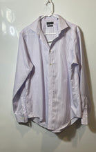 Load image into Gallery viewer, Calvin Klein Mens White Light Purple Pinstripe Slim Fit Dress Shirt Sz 16 34/35