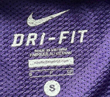 Load image into Gallery viewer, Nike Mens Purple Black Colorblock Short Sleeve Crew Neck Dri-Fit Jersey Size S