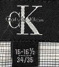 Load image into Gallery viewer, Calvin Klein Mens Gray Striped Print Long Sleeve Dress Shirt Size 15-15.5