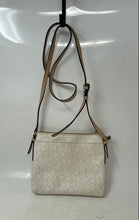 Load image into Gallery viewer, Calvin Klein Womens Brown White Monogram Print Adjustable Strap Crossbody Bag