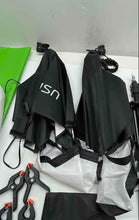 Load image into Gallery viewer, Lot Of Assorted Light Stand Umbrella Clamp Backdrop Photography Set In Black Bag
