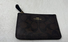 Load image into Gallery viewer, Coach Womens Brown Black Signature Print Leather Zipper Small Pouch Wallet