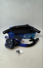 Load image into Gallery viewer, Dipuki Blue Black Glass Panoramic Crystal Clear Snorkel Mask Set Open Box