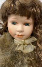 Load image into Gallery viewer, Vintage Collectible Porcelain Curly Hair Blue Eyes Victorian Style Girl Doll