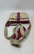 Load image into Gallery viewer, Coach Womens Beige Burgundy Heritage Tattersall Swingpack Crossbody Bag