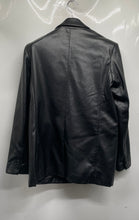 Load image into Gallery viewer, Pull&Bear Womens Black Leather Long Sleeve Pockets Notched One Button Blazer L