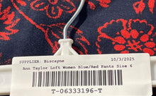 Load image into Gallery viewer, Ann Taylor Loft Womens Blue Red Floral Flat Front Cropped Pants Size 6
