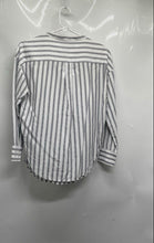 Load image into Gallery viewer, Banana Republic Womens White And Gray Striped Long Sleeve Blouse Top Size XS