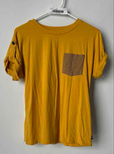 Load image into Gallery viewer, Karl Lagerfeld Paris Womens Yellow Short Roll Tab Sleeve Crew Neck T-Shirt Sz XS