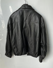 Load image into Gallery viewer, Timothy Daniels Mens Black Leather Long Sleeve Full-Zip Bomber Jacket Size XL