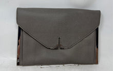 Load image into Gallery viewer, Danielle Nicole Womens Gray Pebbled Leather Chain Strap Envelope Clutch Handbag
