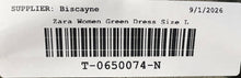 Load image into Gallery viewer, Zara Womens Green 3/4 Sleeve V-Neck Draped Front Knot Midi Shift Dress Size L