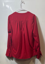 Load image into Gallery viewer, Calvin Klein Womens Red Long Sleeve Split Neck Blouse Top Size Large