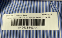 Load image into Gallery viewer, Ralph Lauren Mens Blue Striped Cotton Custom Fit Dress Shirt Size 18 34/35