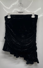 Load image into Gallery viewer, Zara Womens Black Crushed Velvet Asymmetrical Ruffle Hem Mini Skirt Size M W/Tag