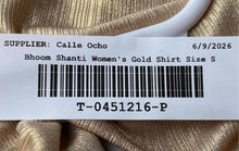 Load image into Gallery viewer, Bhoom Shanti Womens Gold Shimmer V-Neck Back Tie Cropped Tank Top Size S W/ Tag