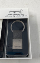 Load image into Gallery viewer, Calvin Klein Mens Brown Leather Credit Card Bifold Wallet w/ Key Fob Set In Box