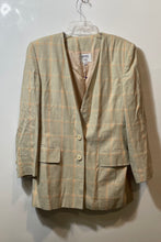 Load image into Gallery viewer, Kasper ASL Womens Beige Peach Windowpane Long Sleeve Two-Button Blazer Size 12