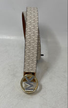 Load image into Gallery viewer, Michael Kors Womens White Monogram Leather Adjustable Reversible Belt