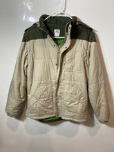 Load image into Gallery viewer, Lacoste Boys Taupe Green Long Sleeve Hooded Down Puffer Jacket Size 16