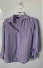Load image into Gallery viewer, The Limited Womens Purple Roll Tab Sleeve Collared Pocket Button-Up Shirt Size S