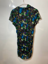 Load image into Gallery viewer, Kenneth Cole Womens Multicolor Abstract Cowl Neck Cap Sleeve Bodycon Dress Sz M