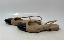 Load image into Gallery viewer, Marc Fisher Womens Cream Black Leather Quilted Cap Toe Slingback Flats Size 8M