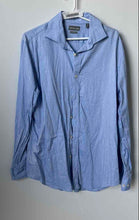 Load image into Gallery viewer, Michael Kors Mens Blue Cotton Slim Fit Long Sleeve Dress Shirt Size L 16 32/33