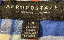 Load image into Gallery viewer, Aeropostale Mens Blue Red Plaid Spread Collar Long Sleeve Button-Up Shirt Size L