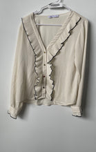 Load image into Gallery viewer, Zara Womens Beige Long Sleeve Regular Fit Button Front Ruffle Blouse Top Size XS