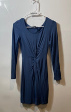 Load image into Gallery viewer, Forever 21 Womens Blue Long Sleeve Twisted Front Knot Bodycon Dress Size S