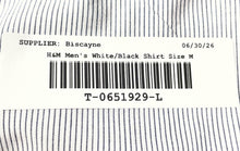Load image into Gallery viewer, H&M Mens White Black Long Sleeve Collared Slim Fit Button-Up Shirt Size Medium