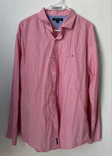 Load image into Gallery viewer, Tommy Hilfiger Mens Pink Striped Print Long Sleeve Button-Up Shirt Size XL