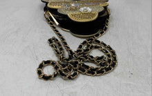 Load image into Gallery viewer, Aldo Womens Gold Black Bee Chain Strap Rhinestone Pearl Crossbody Bag
